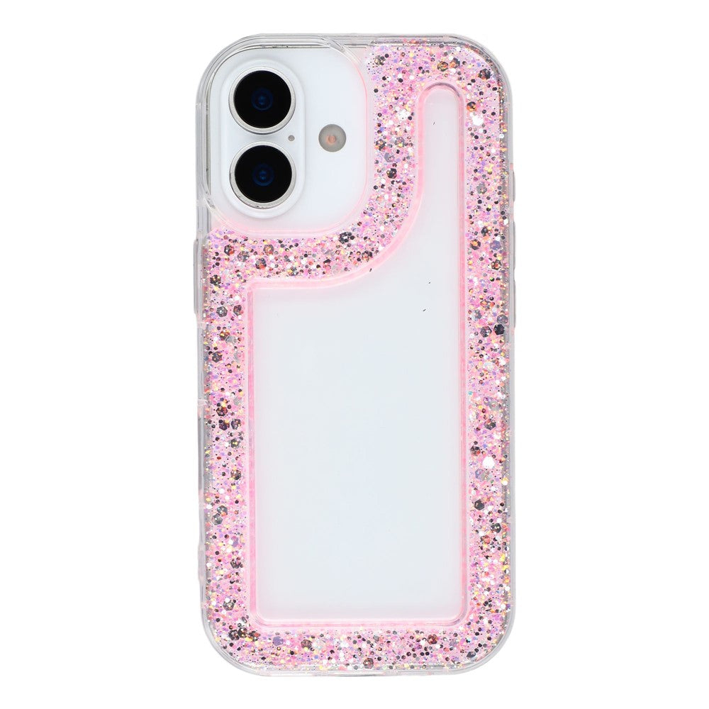 Coque arrière transparente souple en TPU époxy à paillettes pour iPhone 17
