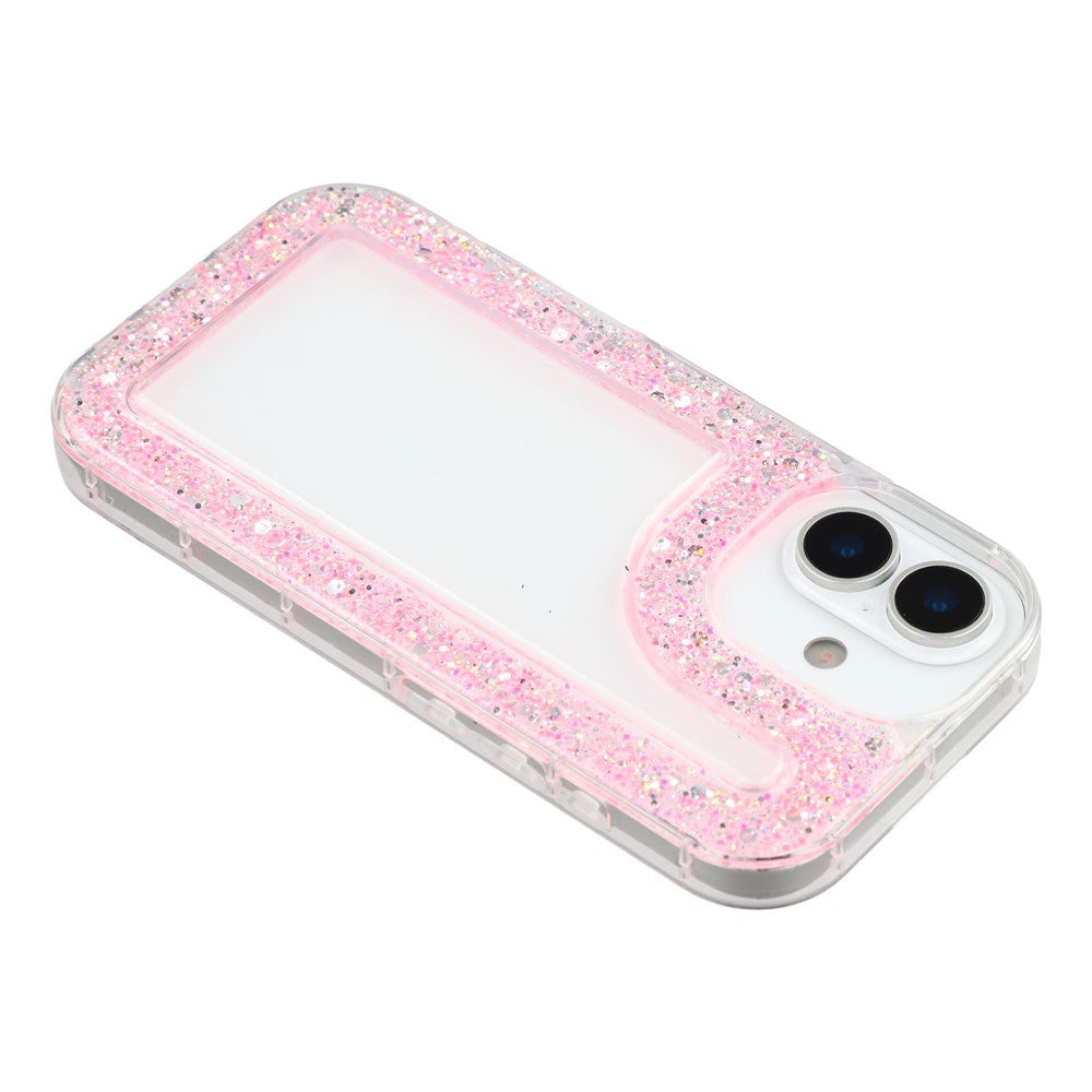 Coque arrière transparente souple en TPU époxy à paillettes pour iPhone 17