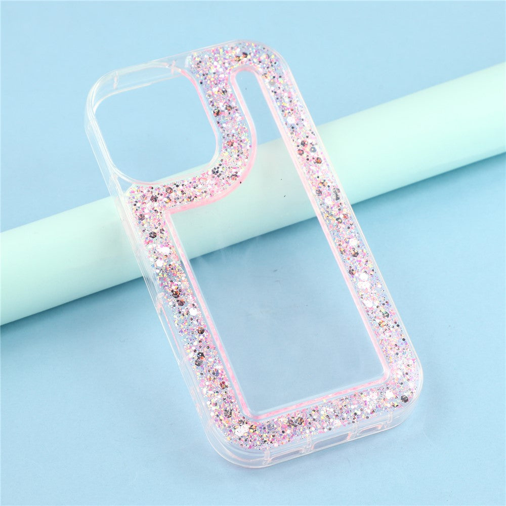 Coque arrière transparente souple en TPU époxy à paillettes pour iPhone 17