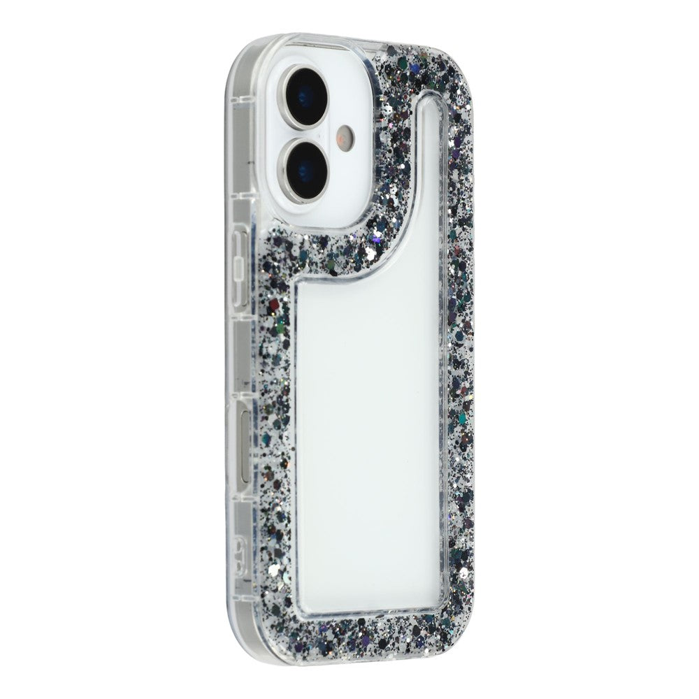 Coque arrière transparente souple en TPU époxy à paillettes pour iPhone 17