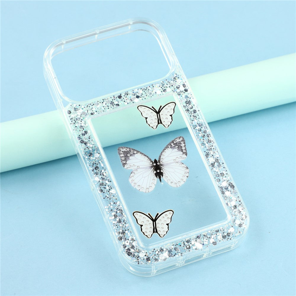 For iPhone 17 Pro Max Case DIY Butterfly Glitter Epoxy Soft TPU Phone Back Cover