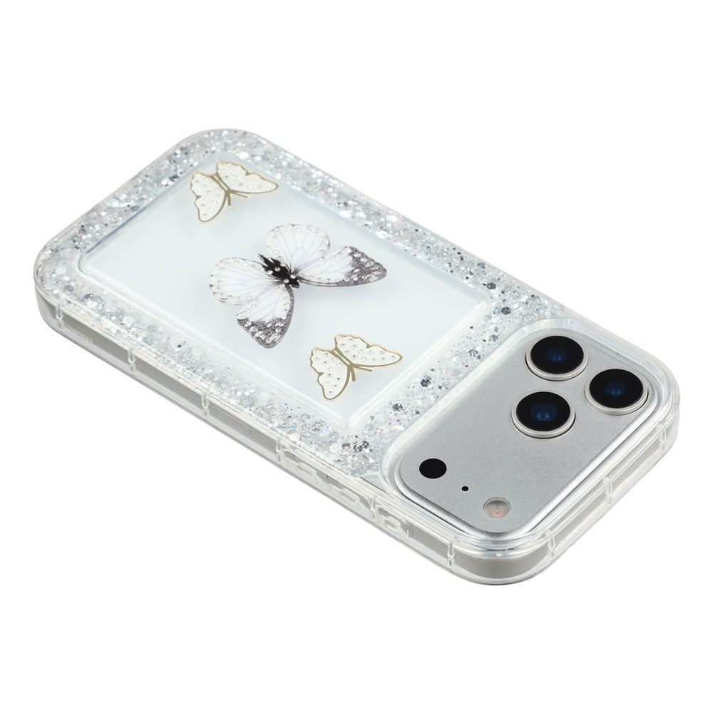 Coque pour iPhone 17 Pro à paillettes papillon DIY en époxy et TPU souple
