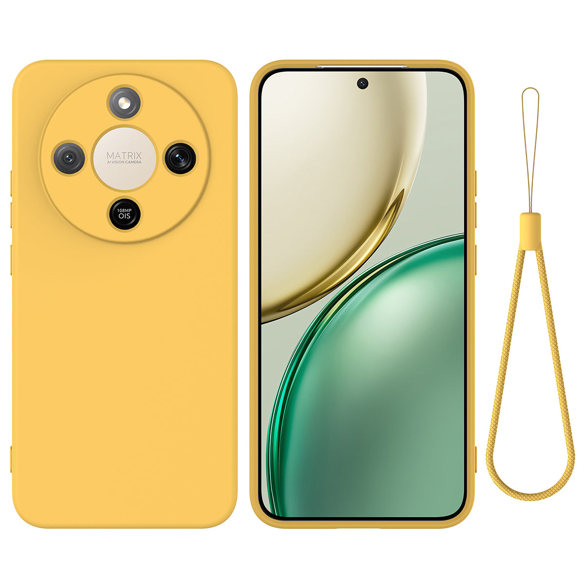 For Honor X70 5G / Honor X9d 5G Liquid Silicone Case Phone Back Cover with Hand Strap