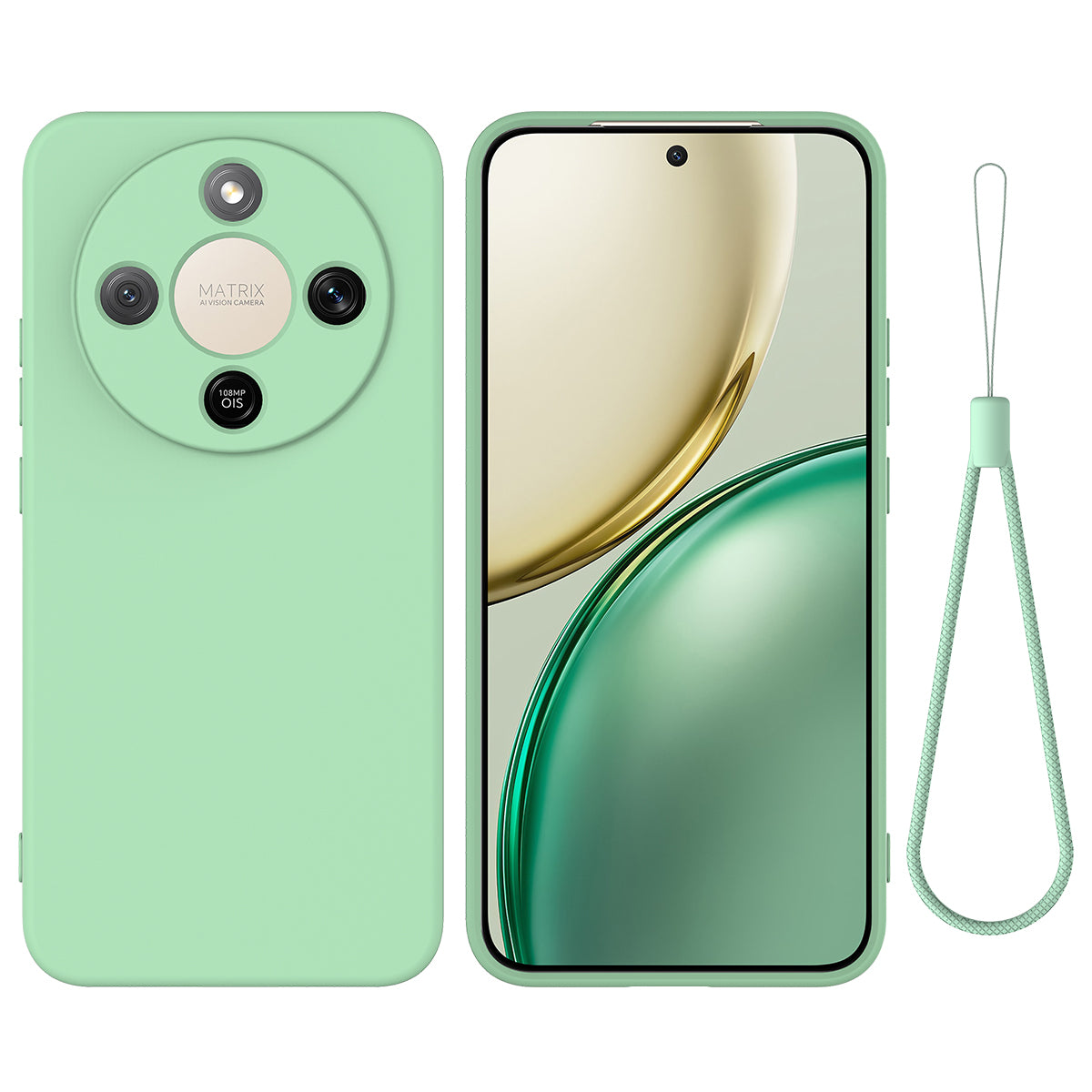 For Honor X70 5G / Honor X9d 5G Liquid Silicone Case Phone Back Cover with Hand Strap