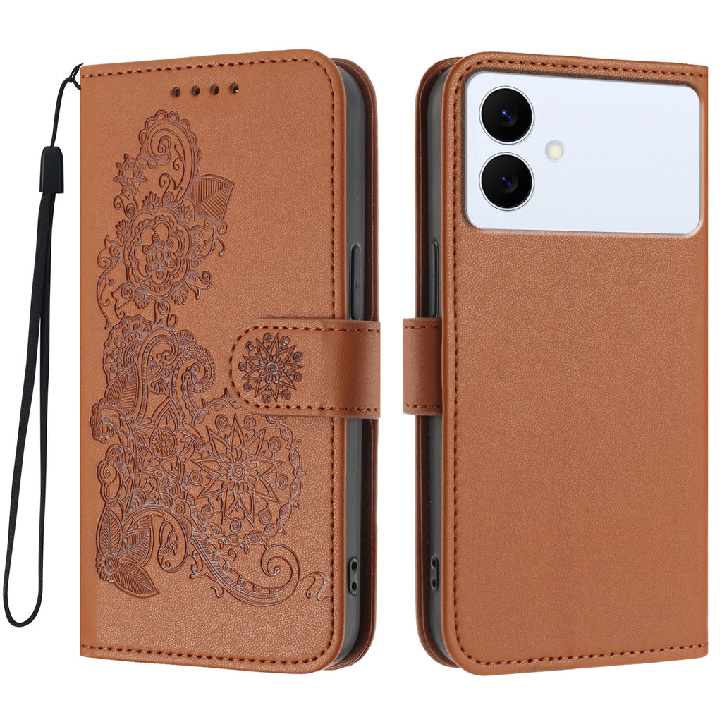 For Samsung Galaxy S26 Edge Phone Cases Mandala Flower Leather Wallet Mobile Cover with Strap
