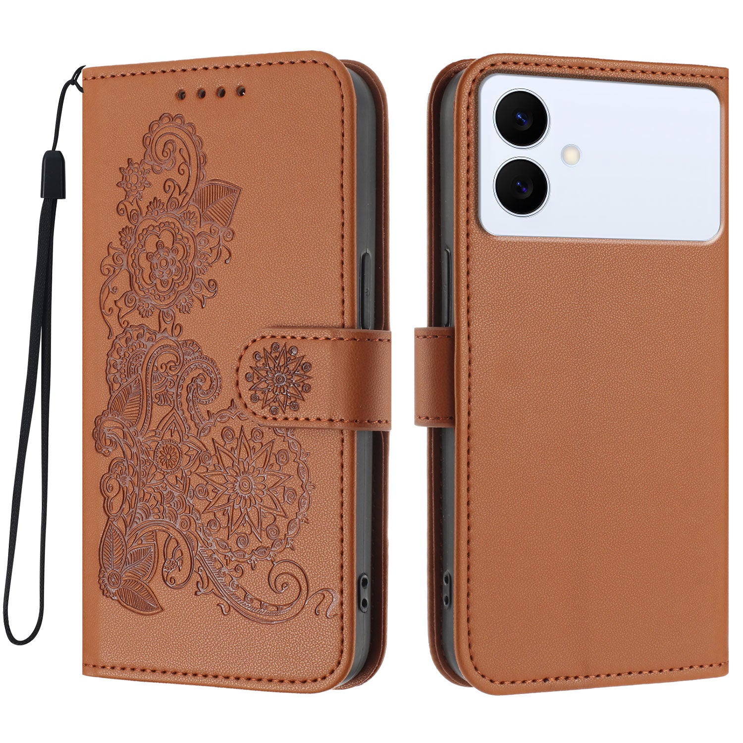 For Samsung Galaxy S26 Edge Phone Cases Mandala Flower Leather Wallet Mobile Cover with Strap