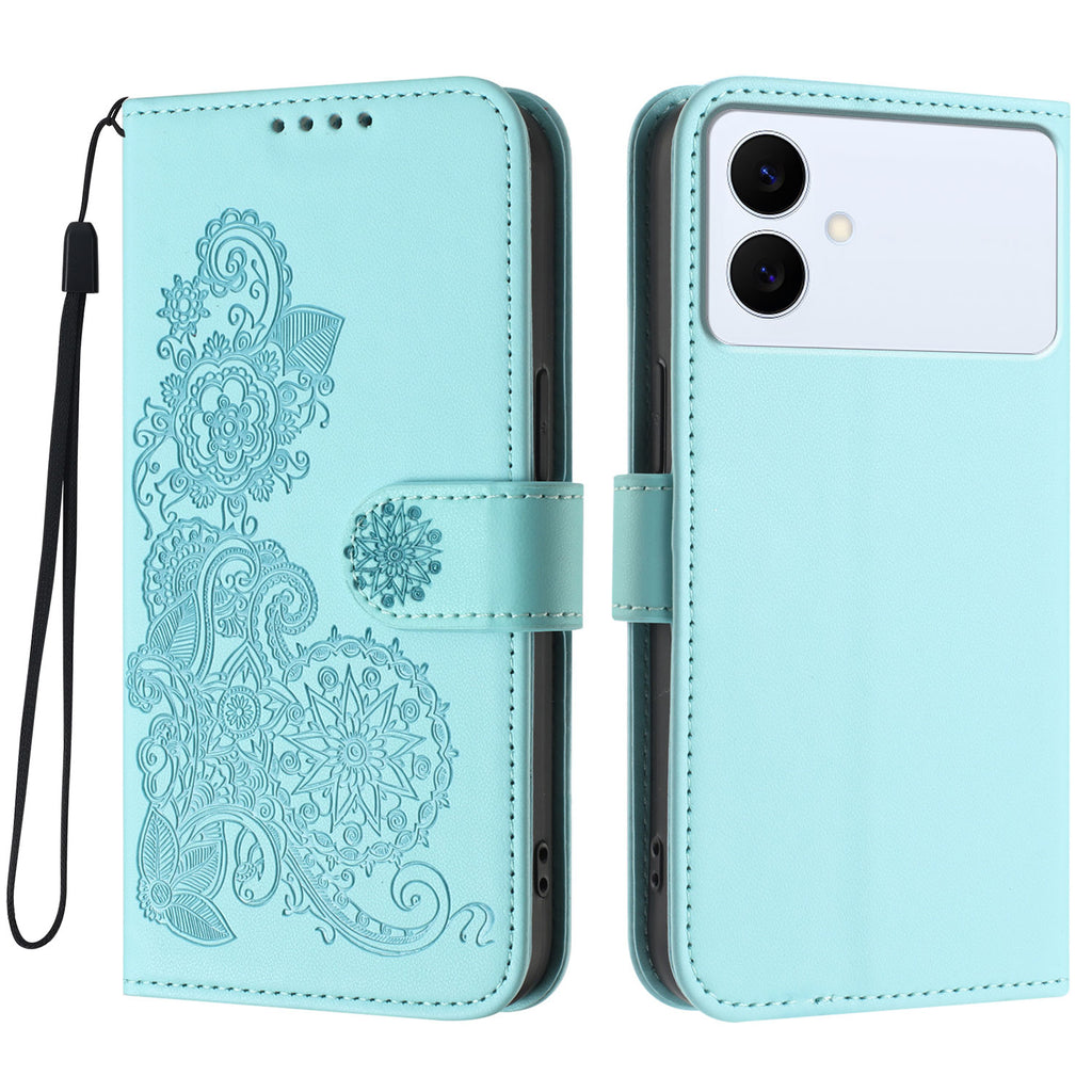 For Samsung Galaxy S26 Edge Phone Cases Mandala Flower Leather Wallet Mobile Cover with Strap