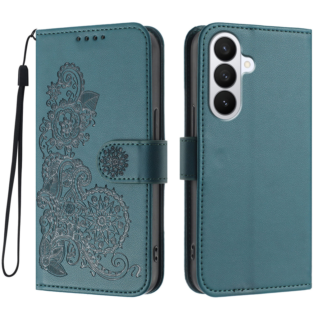 For Samsung Galaxy S26 Pro Phone Cases Mandala Flower Leather Wallet Mobile Cover with Strap