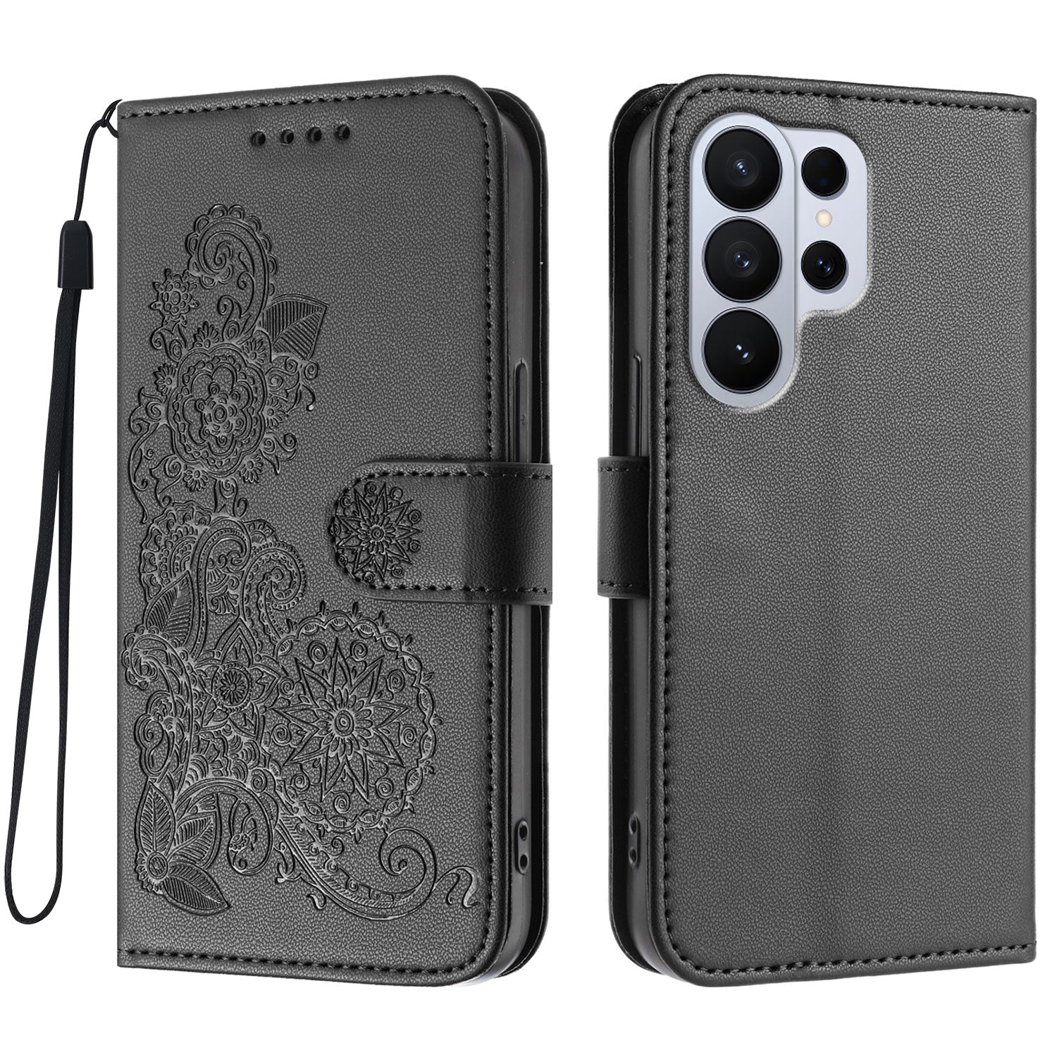 For Samsung Galaxy S26 Ultra Phone Cases Mandala Flower Leather Wallet Mobile Cover with Strap