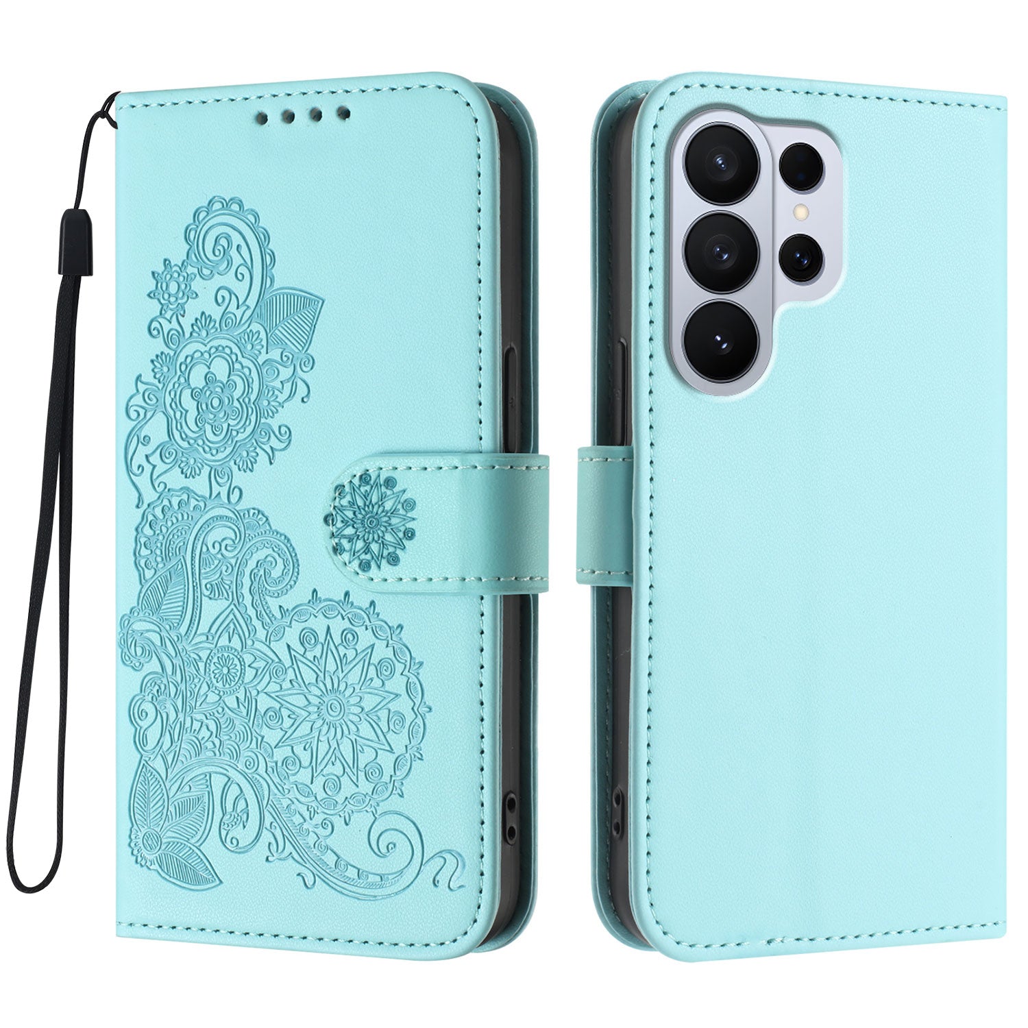 For Samsung Galaxy S26 Ultra Phone Cases Mandala Flower Leather Wallet Mobile Cover with Strap