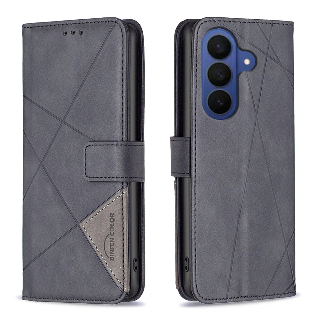 For Samsung Galaxy S26 Pro Phone Case BINFEN COLOR Wallet Stand Geometry Imprinted Leather Cover