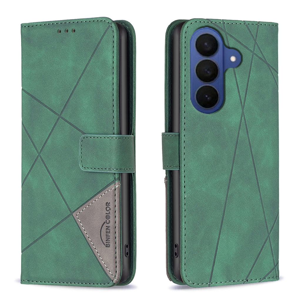For Samsung Galaxy S26 Pro Phone Case BINFEN COLOR Wallet Stand Geometry Imprinted Leather Cover