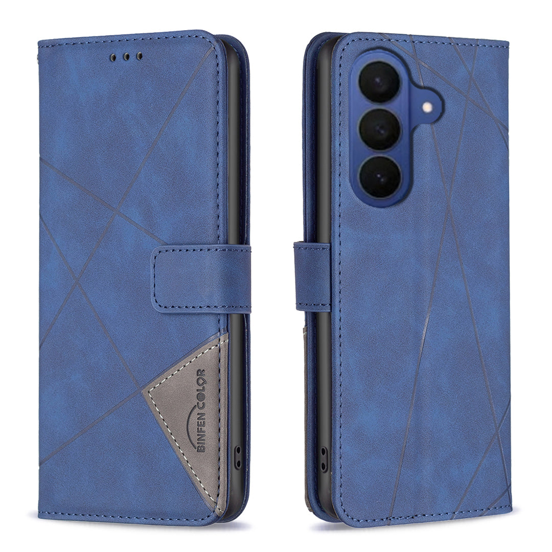 For Samsung Galaxy S26 Pro Phone Case BINFEN COLOR Wallet Stand Geometry Imprinted Leather Cover
