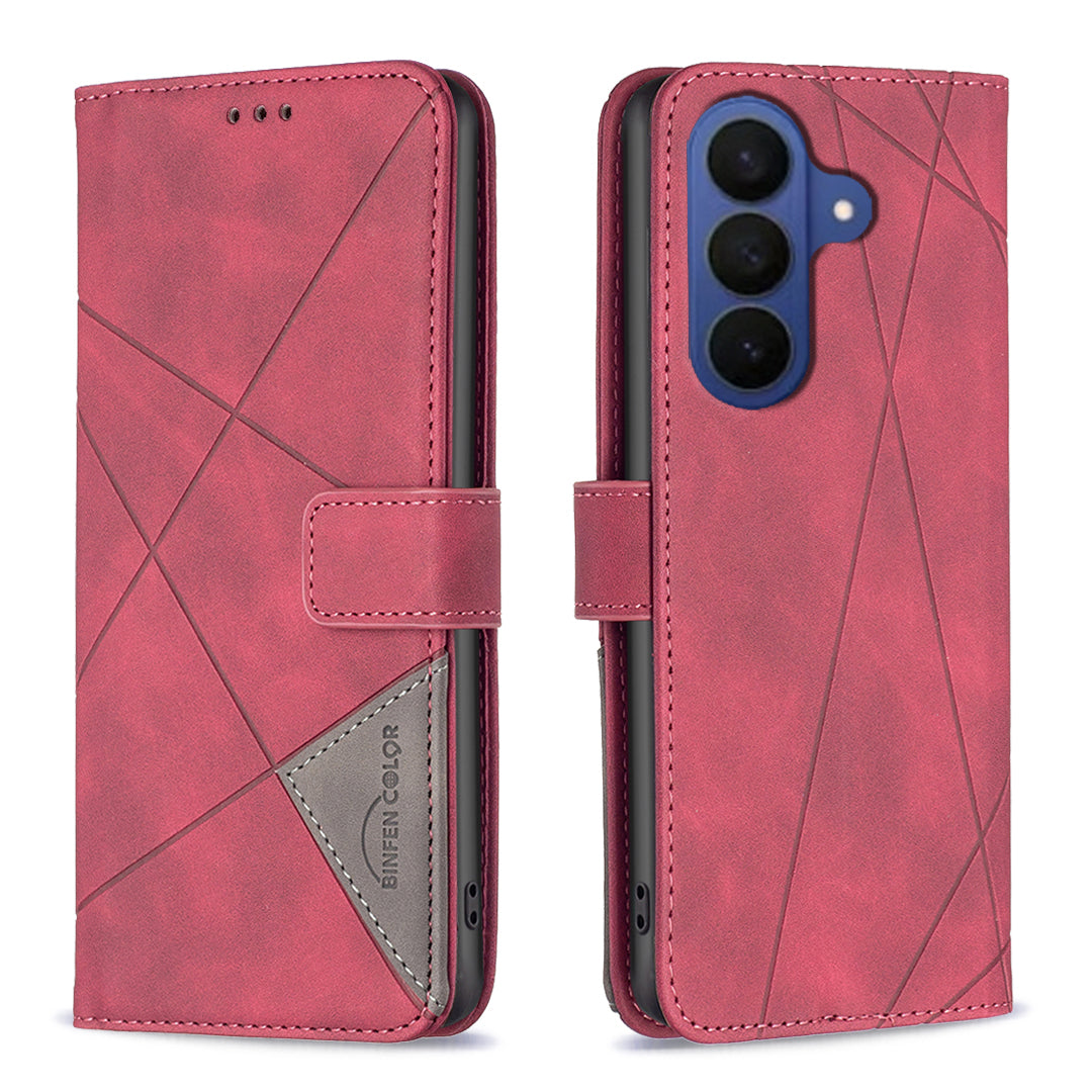 For Samsung Galaxy S26 Pro Phone Case BINFEN COLOR Wallet Stand Geometry Imprinted Leather Cover