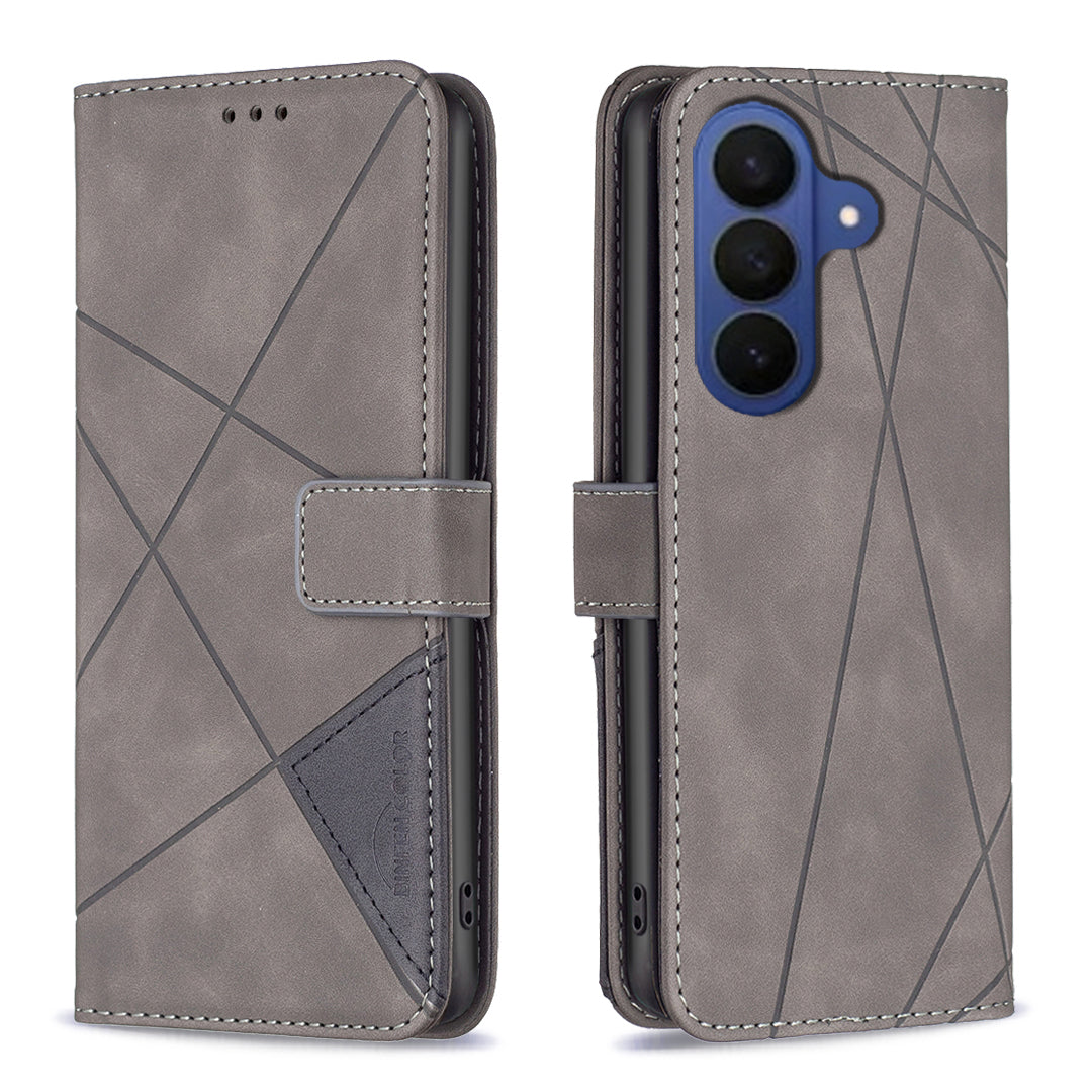 For Samsung Galaxy S26 Pro Phone Case BINFEN COLOR Wallet Stand Geometry Imprinted Leather Cover