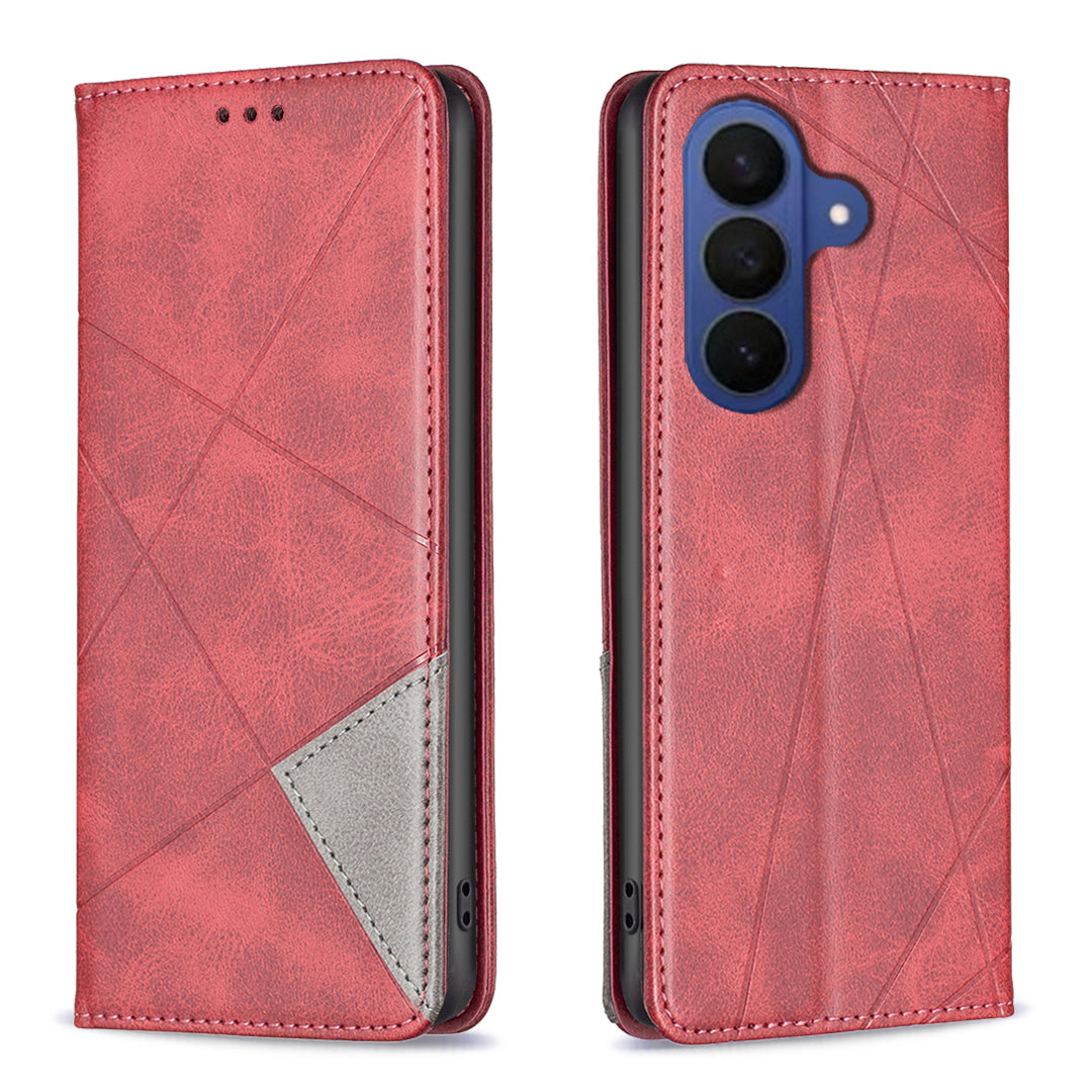 For Samsung Galaxy S26 Pro Case Card Slots Geometry Imprint Leather Phone Cover