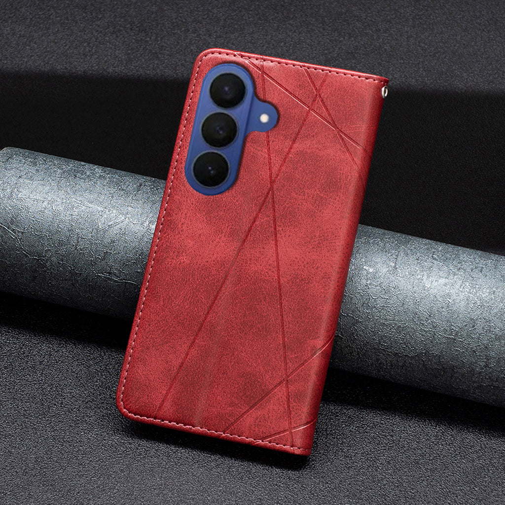 For Samsung Galaxy S26 Pro Case Card Slots Geometry Imprint Leather Phone Cover