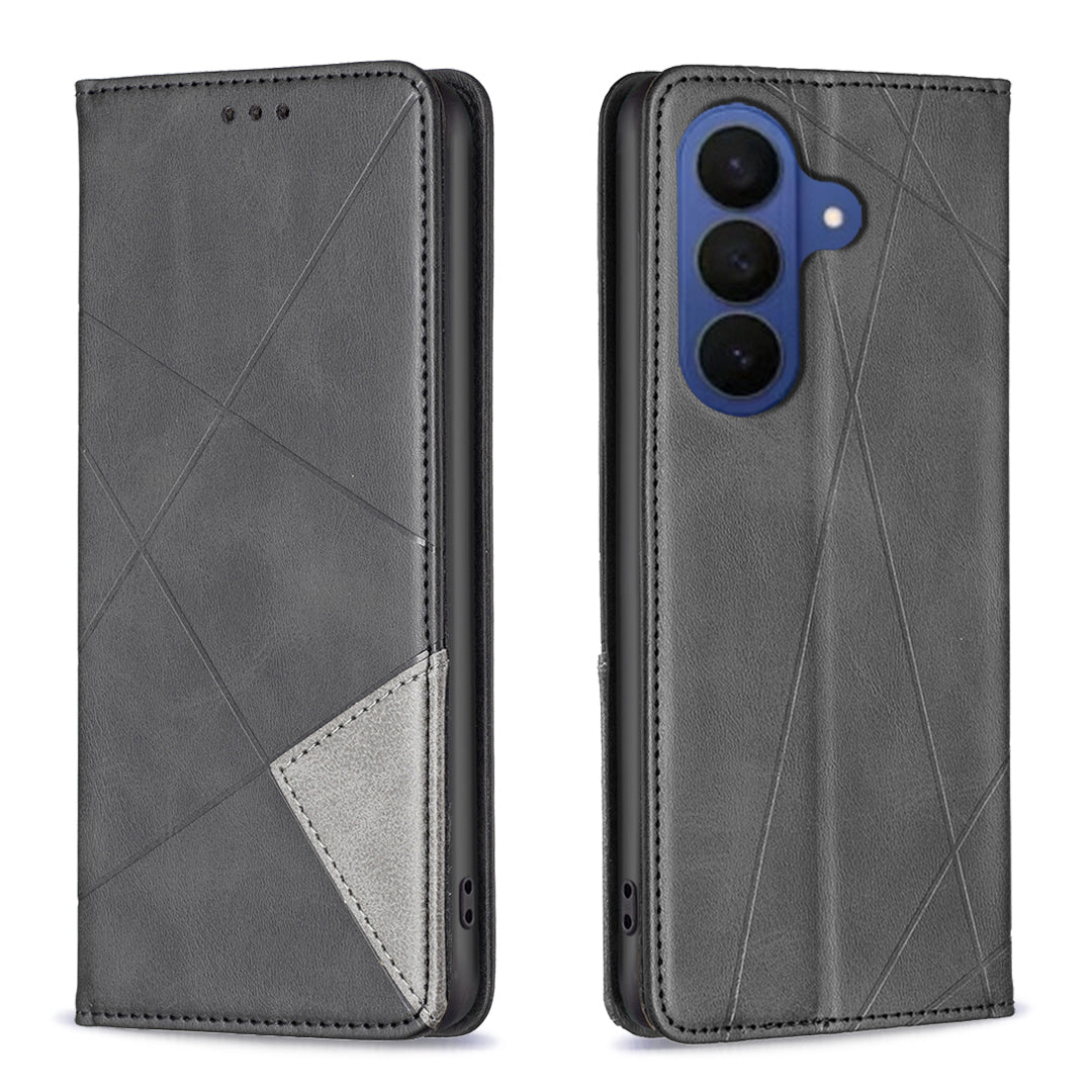 For Samsung Galaxy S26 Pro Case Card Slots Geometry Imprint Leather Phone Cover