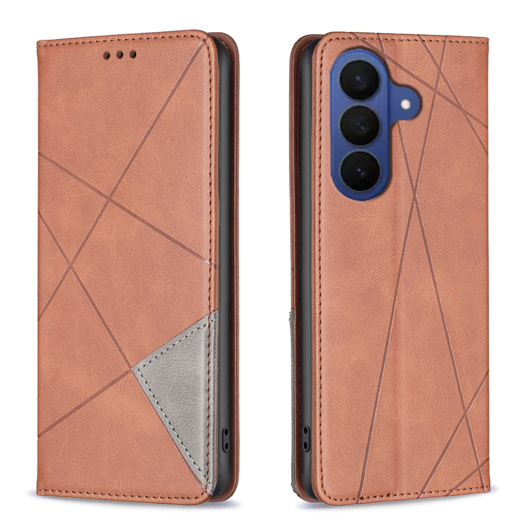 For Samsung Galaxy S26 Pro Case Card Slots Geometry Imprint Leather Phone Cover