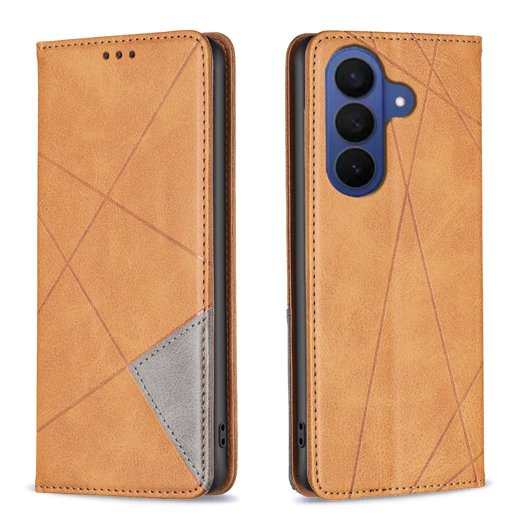 For Samsung Galaxy S26 Pro Case Card Slots Geometry Imprint Leather Phone Cover