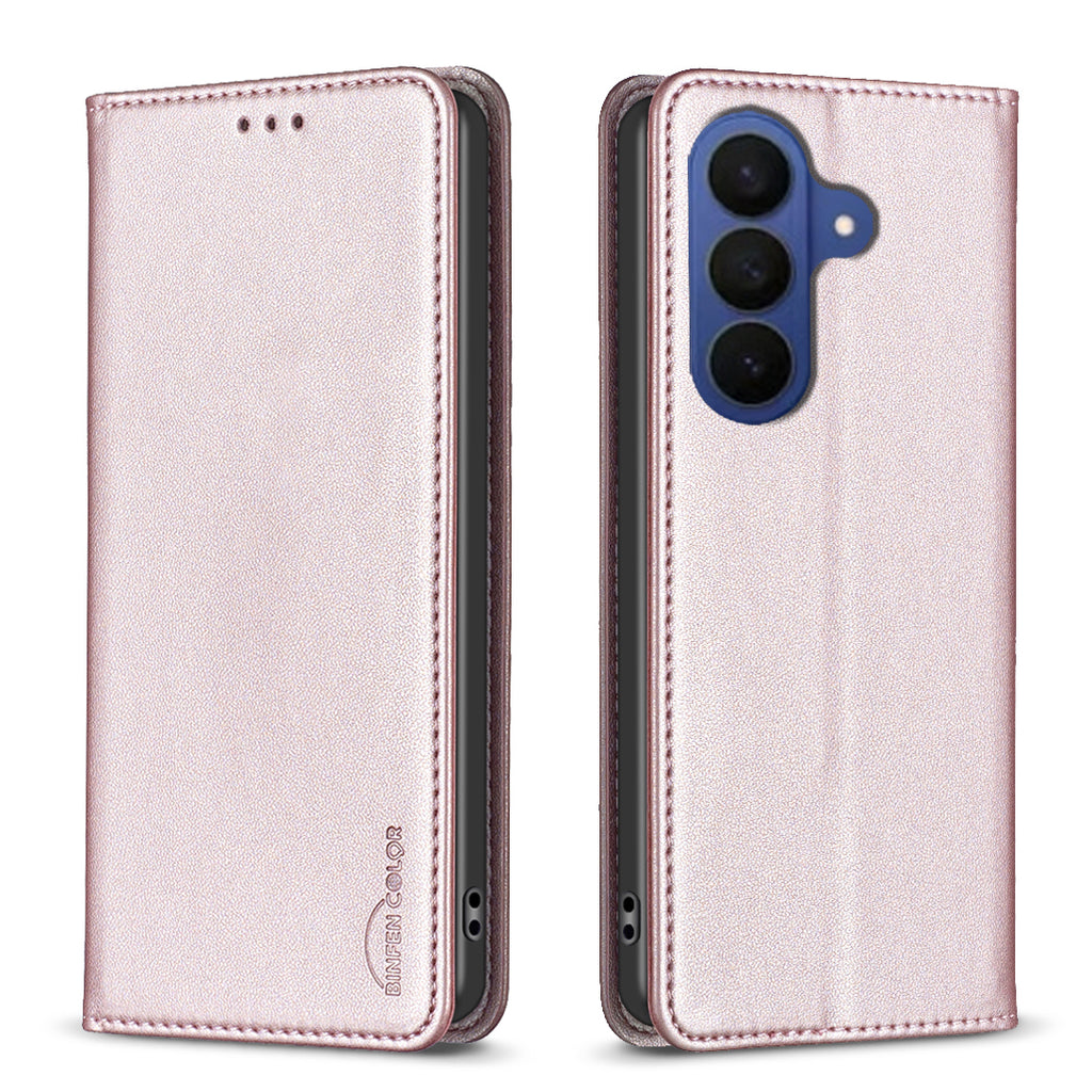 Funda de piel para Samsung Galaxy S26 Pro BINFEN COLOR BF18 con soporte para teléfono y ranuras para tarjetas