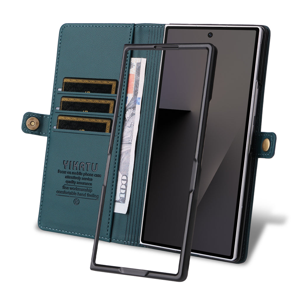 For Samsung Galaxy Z Fold7 5G Phone Cases YIKATU Magnetic Closure PU Leather Mobile Cover