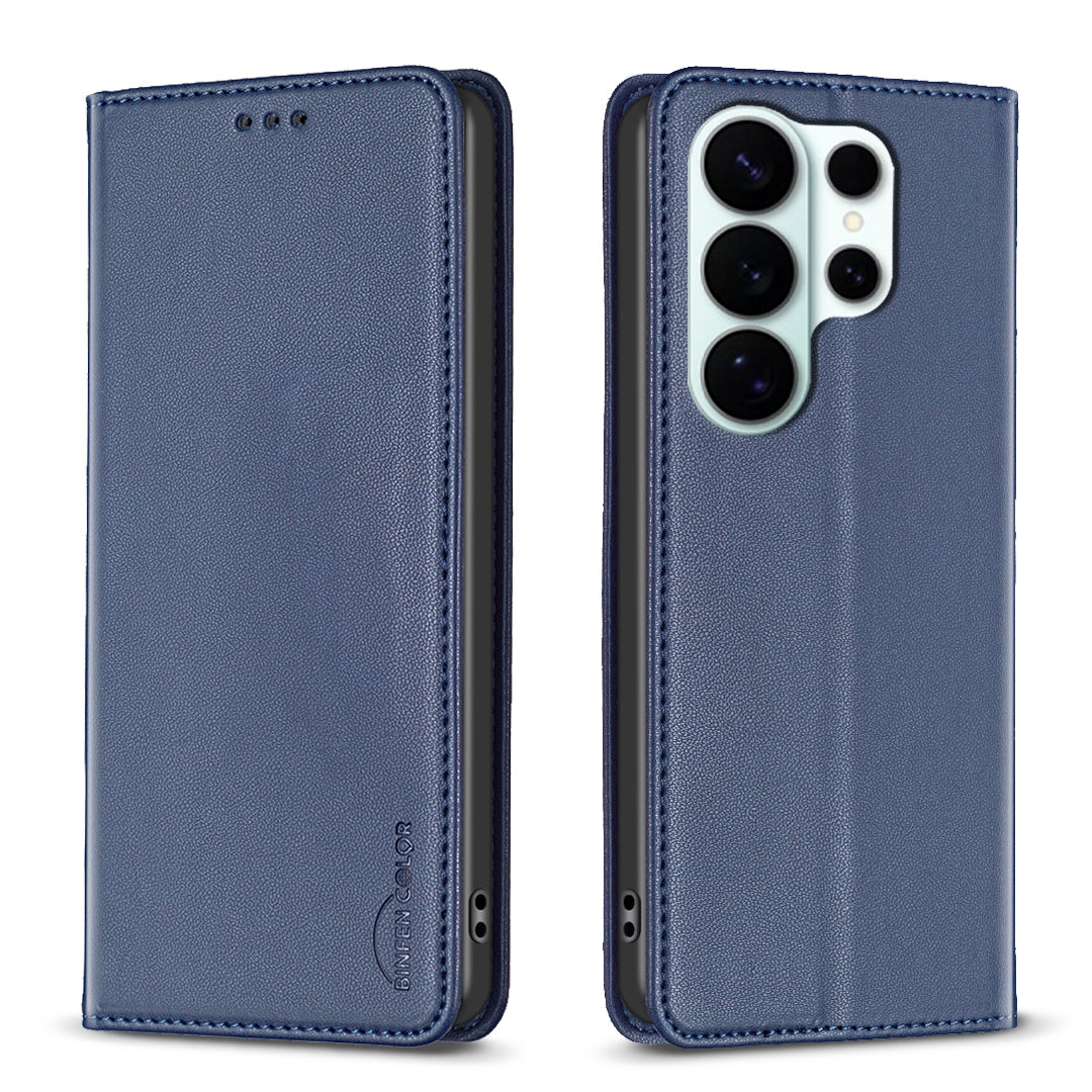 For Samsung Galaxy S26 Ultra Leather Case BINFEN COLOR BF18 Phone Stand Cover with Card Slots