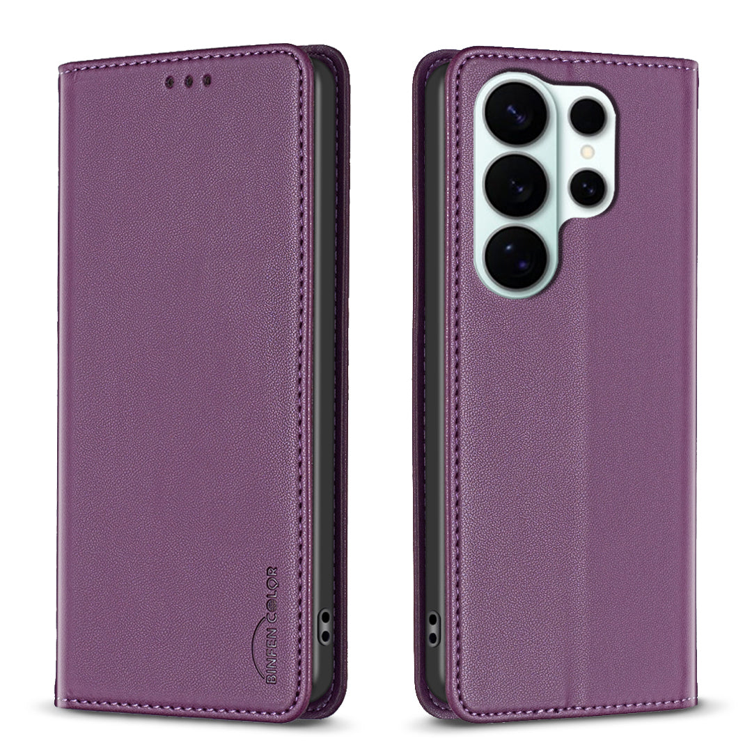 For Samsung Galaxy S26 Ultra Leather Case BINFEN COLOR BF18 Phone Stand Cover with Card Slots