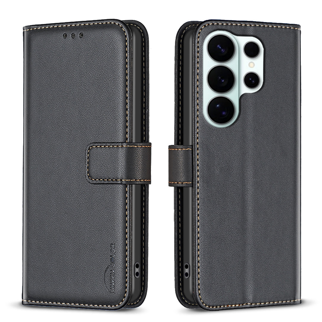 For Samsung Galaxy S26 Ultra Phone Case BINFEN COLOR BF17 Wallet Folio Flip Leather Cover