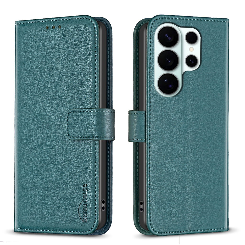 Funda tipo cartera de piel con tapa abatible para Samsung Galaxy S26 Ultra, BINFEN COLOR BF17