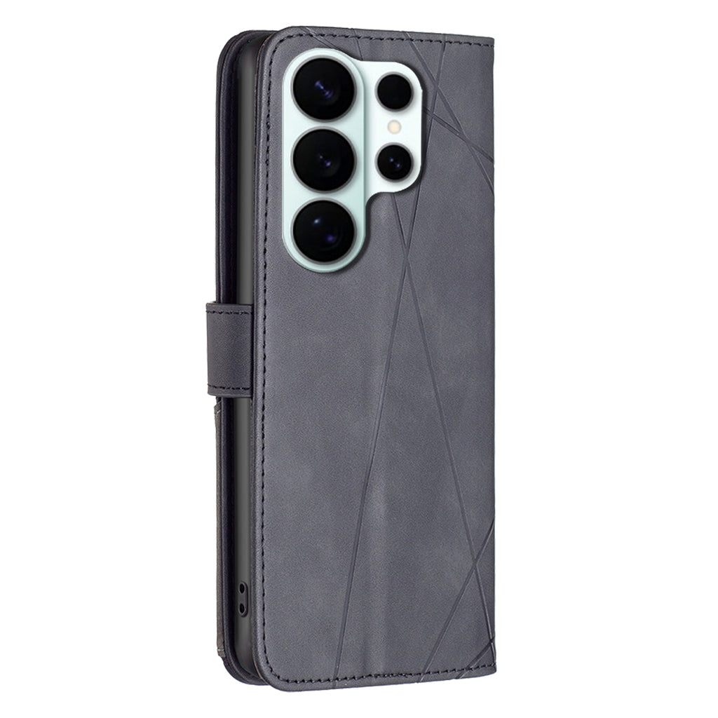 For Samsung Galaxy S26 Ultra Phone Case BINFEN COLOR Wallet Stand Geometry Imprinted Leather Cover