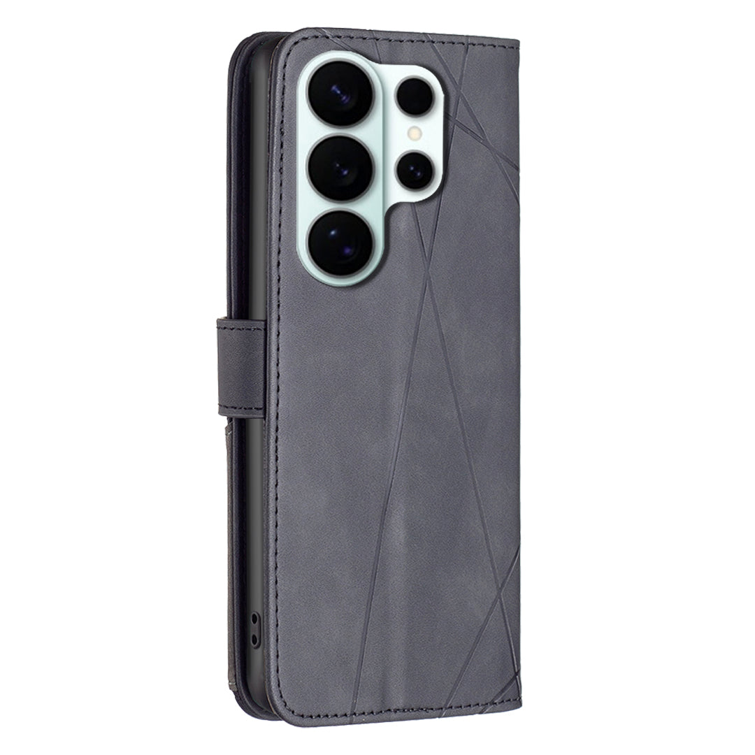 For Samsung Galaxy S26 Ultra Phone Case BINFEN COLOR Wallet Stand Geometry Imprinted Leather Cover