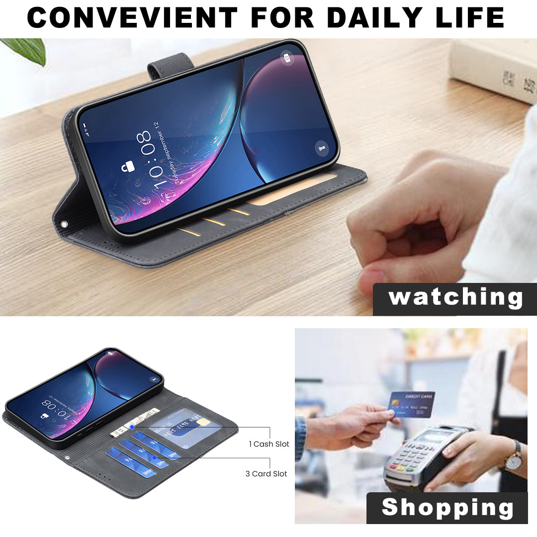 For Samsung Galaxy S26 Ultra Phone Case BINFEN COLOR Wallet Stand Geometry Imprinted Leather Cover