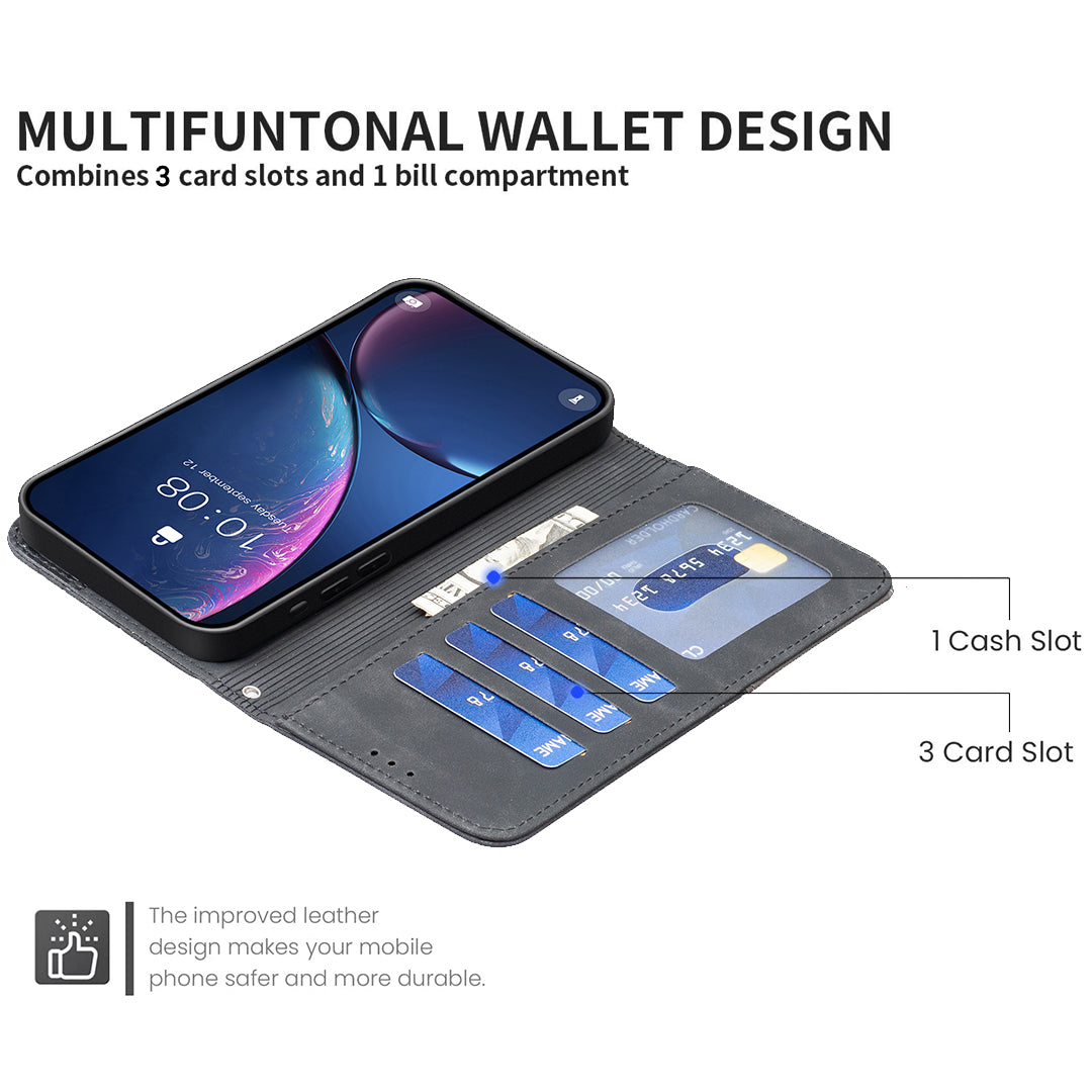 For Samsung Galaxy S26 Ultra Phone Case BINFEN COLOR Wallet Stand Geometry Imprinted Leather Cover