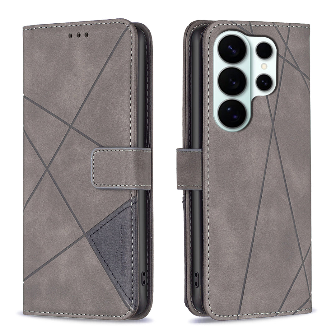 For Samsung Galaxy S26 Ultra Phone Case BINFEN COLOR Wallet Stand Geometry Imprinted Leather Cover