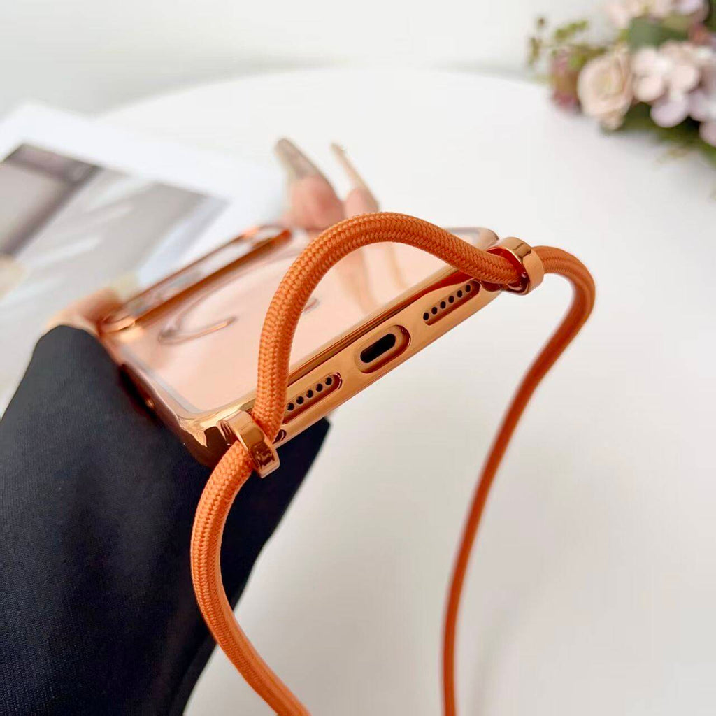 For iPhone 17 Pro Max Case Compatible with MagSafe Electroplating Edge TPU Phone Cover with Shoulder Strap