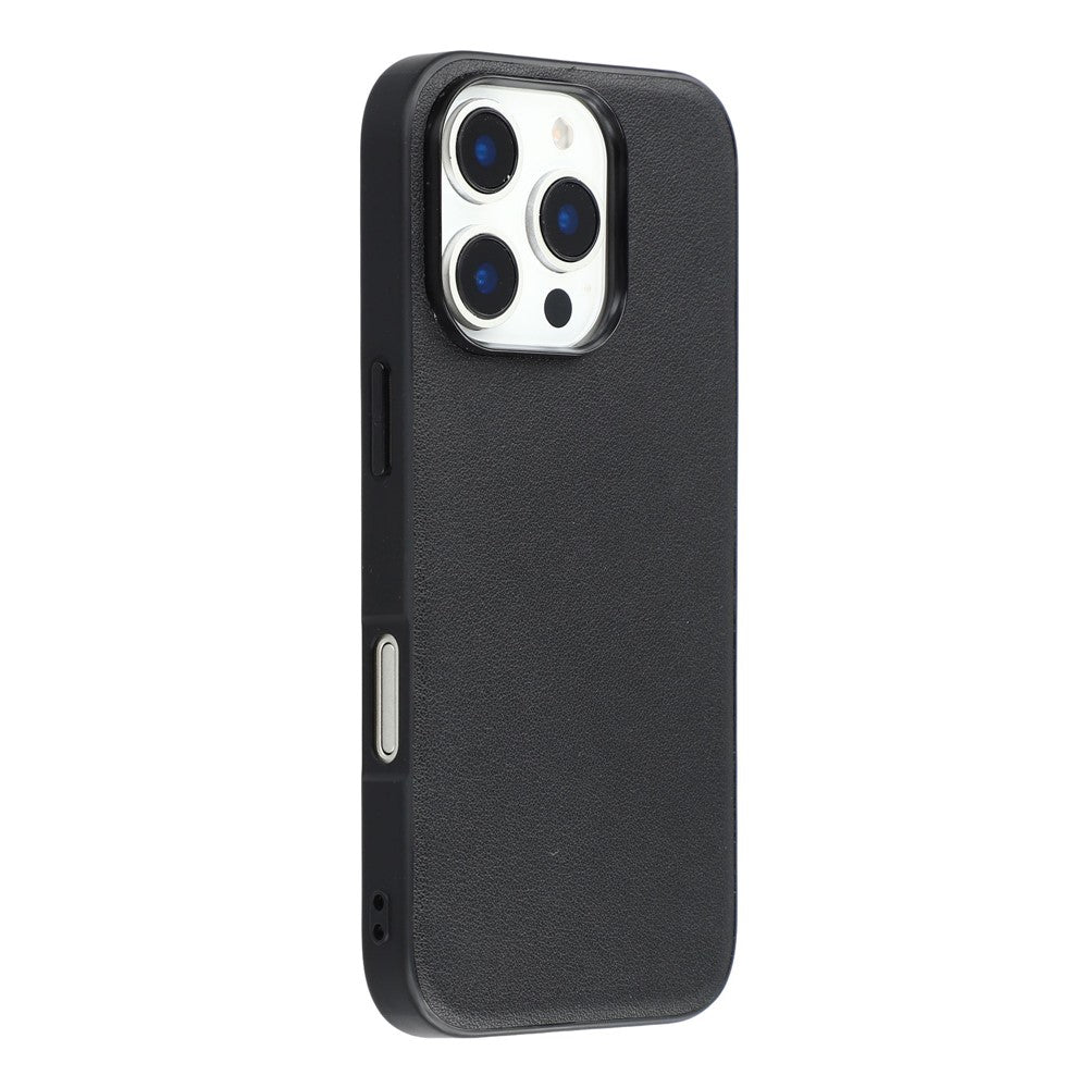 For iPhone 16 Pro Case Compatible with MagSafe Nappa Texture Genuine Cow Leather Coated PC TPU Phone Cover