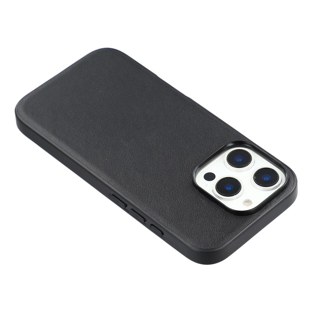 For iPhone 16 Pro Case Compatible with MagSafe Nappa Texture Genuine Cow Leather Coated PC TPU Phone Cover