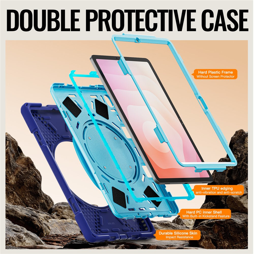 For Samsung Galaxy Tab S11 X730 /  X736 /  X736B Tablet Case TPU + PC + Silicone Cover Swivel Kickstand Handle Grip