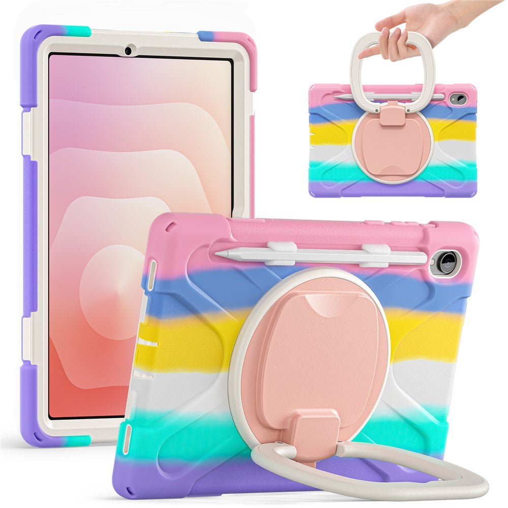 For Samsung Galaxy Tab S11 X730 /  X736 /  X736B Tablet Case TPU + PC + Silicone Cover Swivel Kickstand Handle Grip