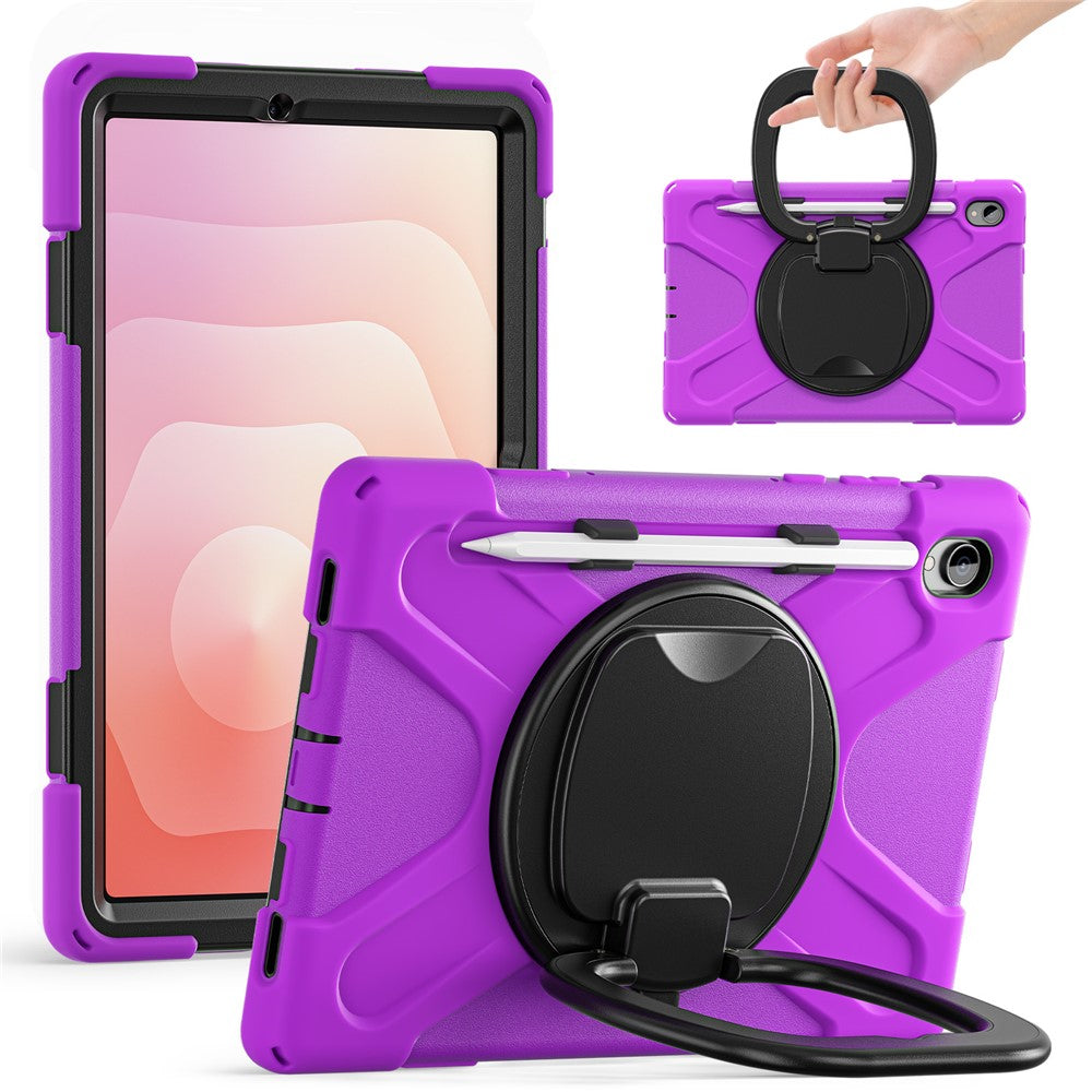 For Samsung Galaxy Tab S11 X730 /  X736 /  X736B Tablet Case TPU + PC + Silicone Cover Swivel Kickstand Handle Grip