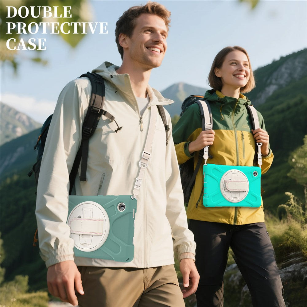 For Samsung Galaxy Tab A11 Kickstand Case TPU PC Silicone Tablet Cover with Shoulder Strap