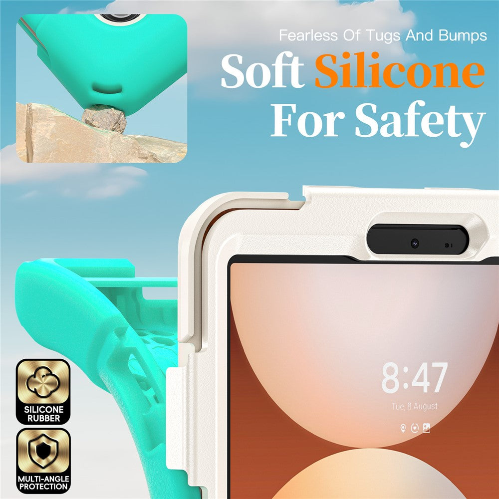 For Samsung Galaxy Tab A11 Kickstand Case TPU PC Silicone Tablet Cover with Shoulder Strap