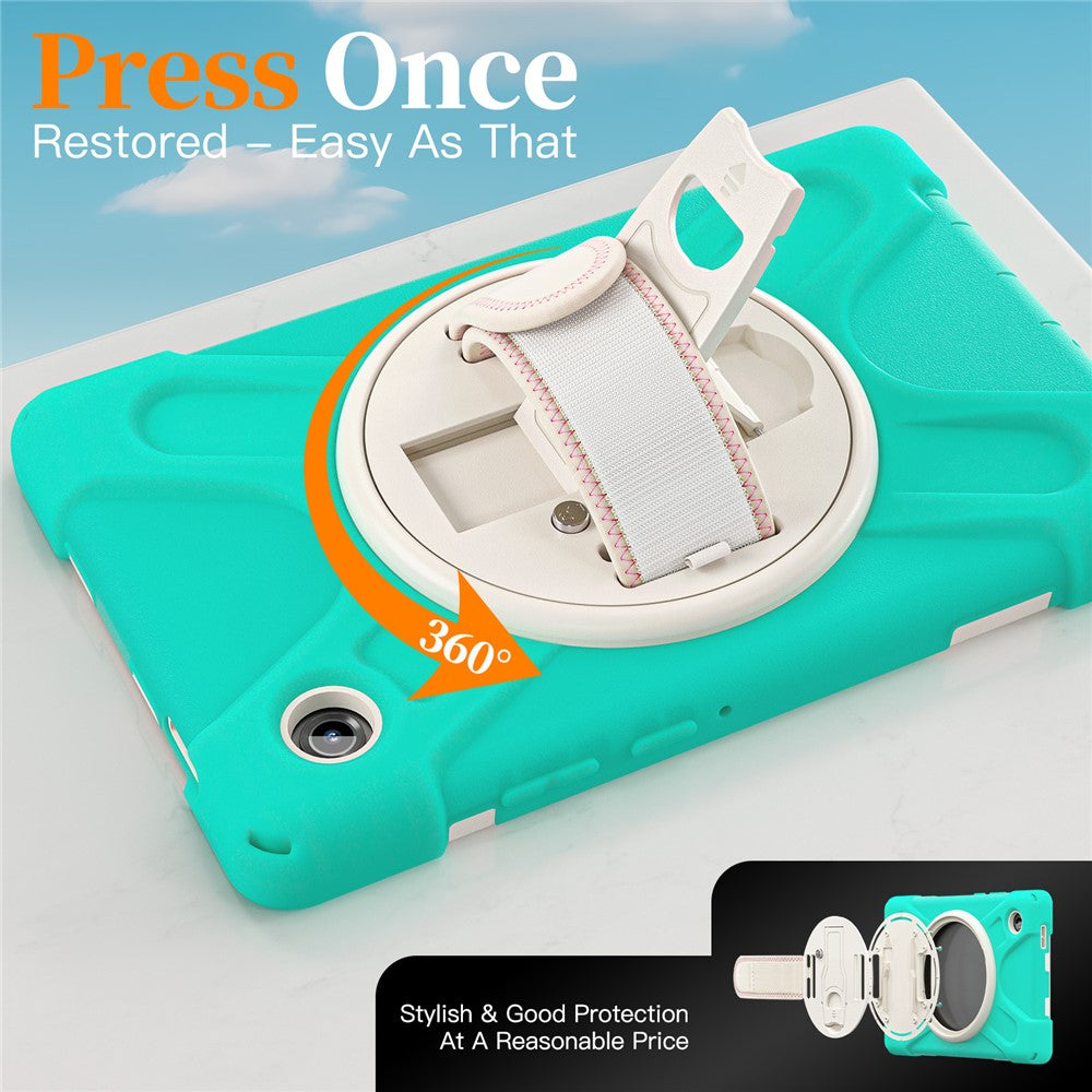 For Samsung Galaxy Tab A11 Kickstand Case TPU PC Silicone Tablet Cover with Shoulder Strap