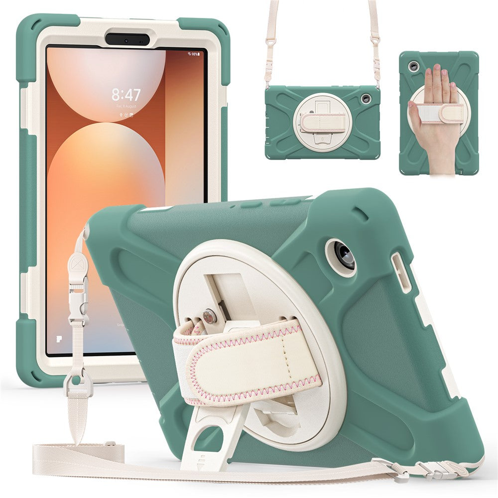 For Samsung Galaxy Tab A11 Kickstand Case TPU PC Silicone Tablet Cover with Shoulder Strap