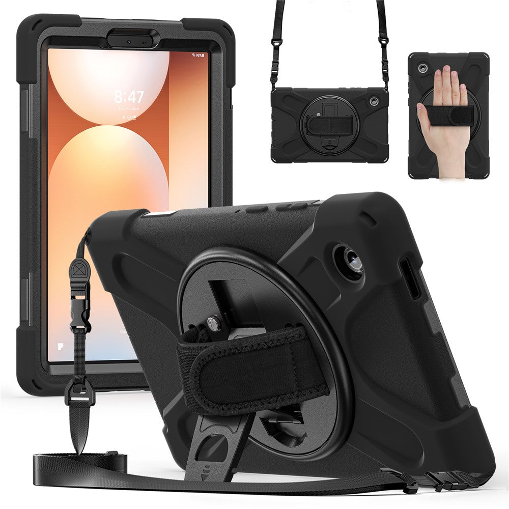 For Samsung Galaxy Tab A11 Kickstand Case TPU PC Silicone Tablet Cover with Shoulder Strap
