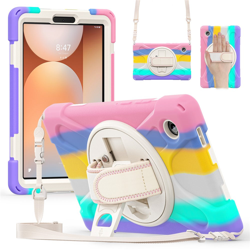 For Samsung Galaxy Tab A11 Kickstand Case TPU PC Silicone Tablet Cover with Shoulder Strap