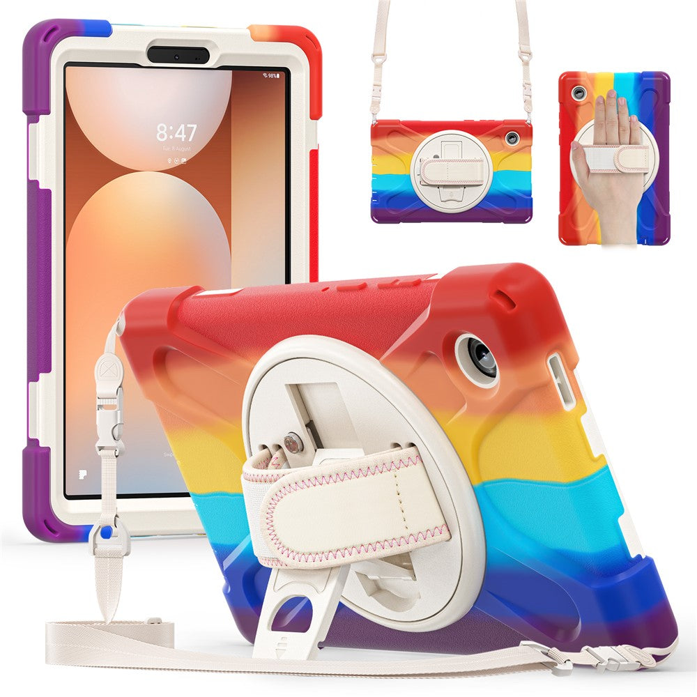 For Samsung Galaxy Tab A11 Kickstand Case TPU PC Silicone Tablet Cover with Shoulder Strap