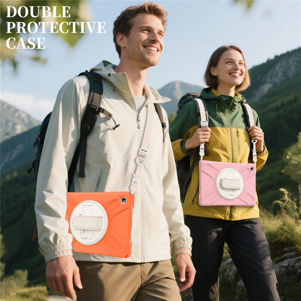 For Samsung Galaxy Tab A11+ Kickstand Case TPU PC Silicone Tablet Cover with Shoulder Strap