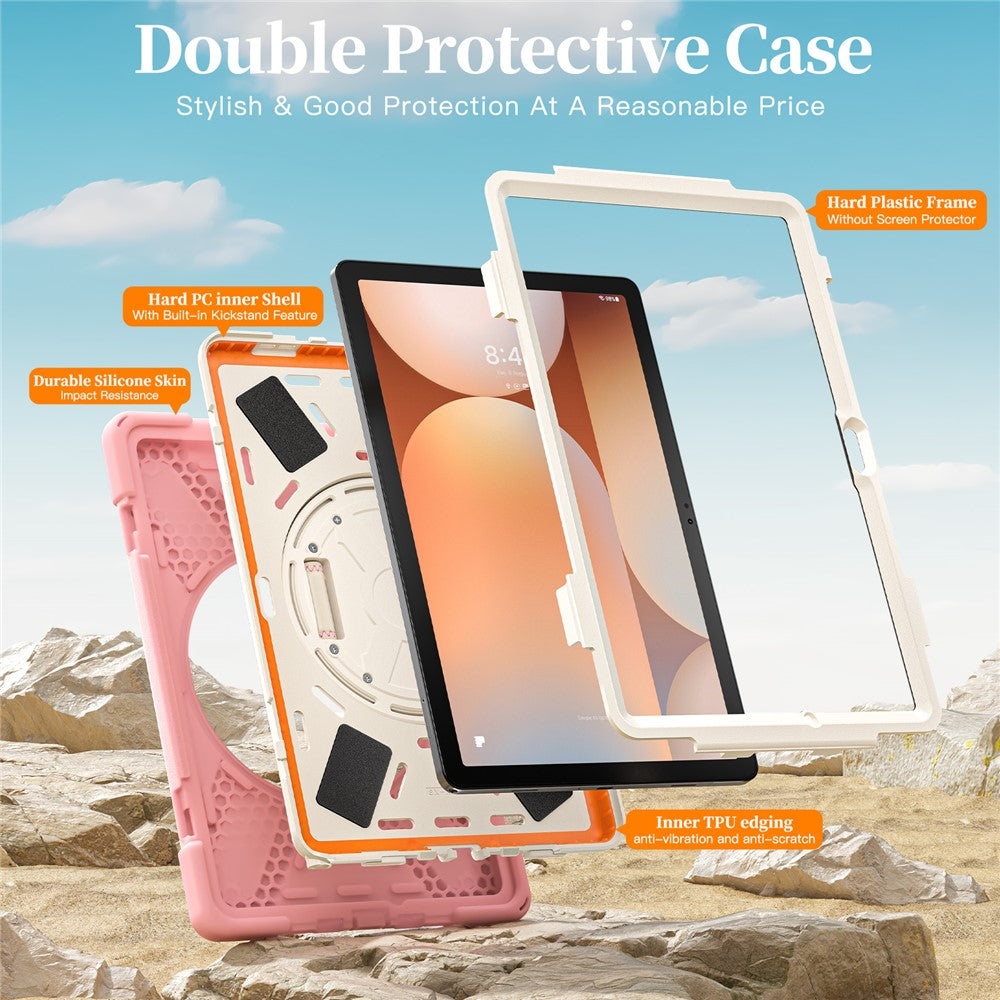 For Samsung Galaxy Tab A11+ Kickstand Case TPU PC Silicone Tablet Cover with Shoulder Strap